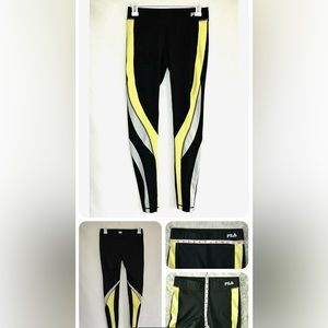 Fila Performance black Yellow full leg Women workout yoga running pants …